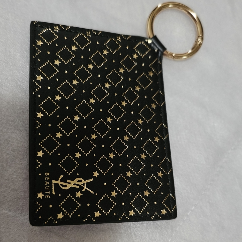 Yves Saint Laurent Mini Mirror Key Ring Star Pattern Black Novelty